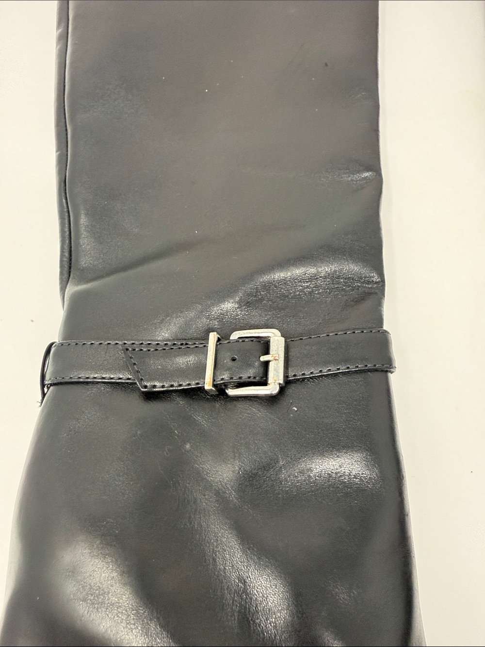 SCHUTZ Black Pointed-Toe Knee Boots with Buckle - Picture 4 of 9